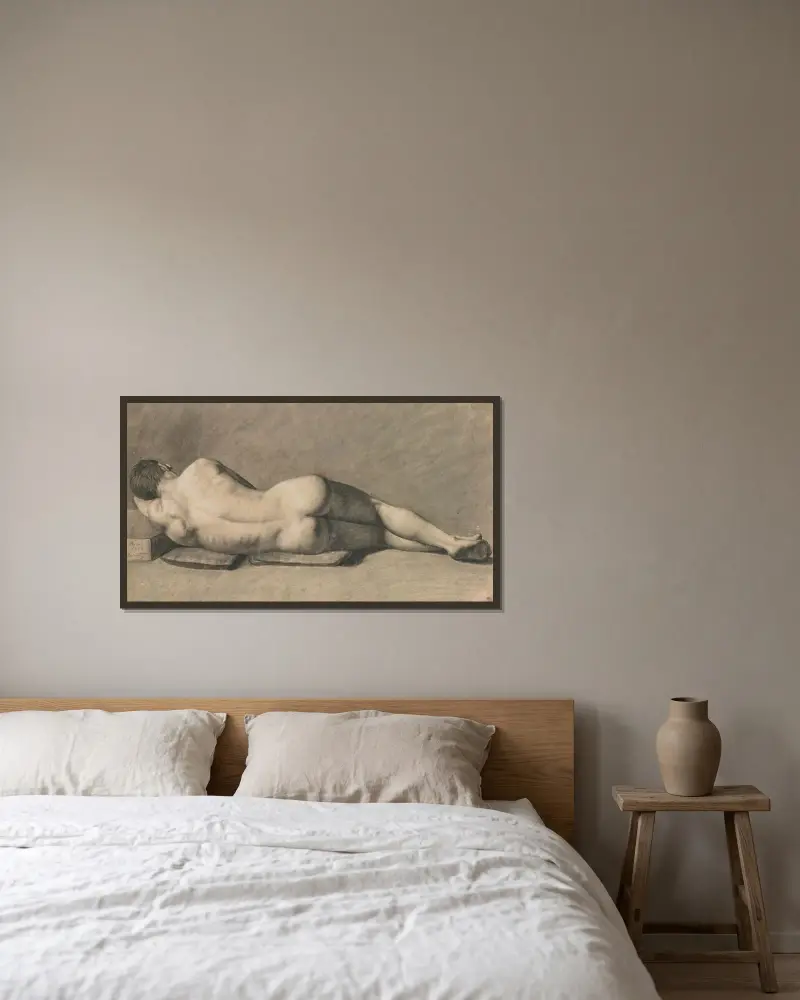 Nu D’homme von Jean-Baptiste-Camille Corot gerahmt an einer Wand