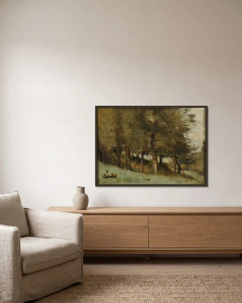 Podlesí – Nr. 2, Jean-Baptiste-Camille Corot v rámu na stěně