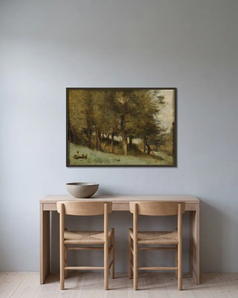 Podlesí – Nr. 2, Jean-Baptiste-Camille Corot v rámu na stěně