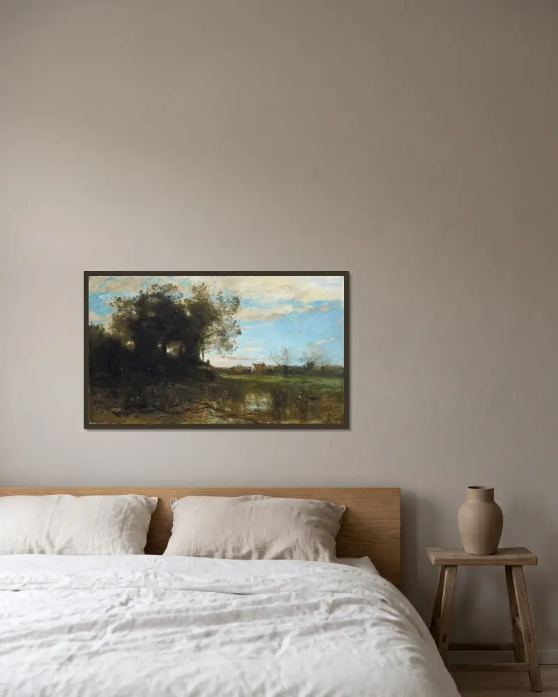 Souvenir Des Dunes De Dunkerque av Jean-Baptiste-Camille Corot inramad på en vägg