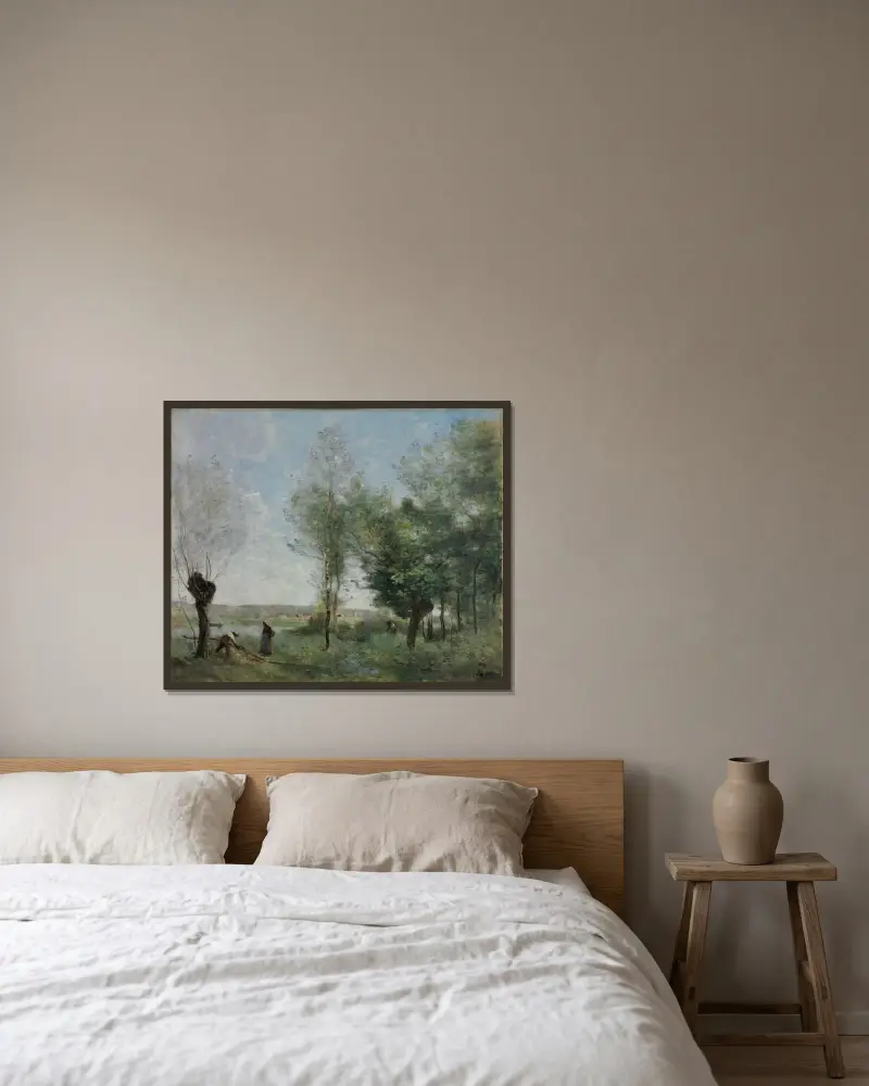 Souvenir of Coubron av Jean-Baptiste-Camille Corot inramad på en vägg
