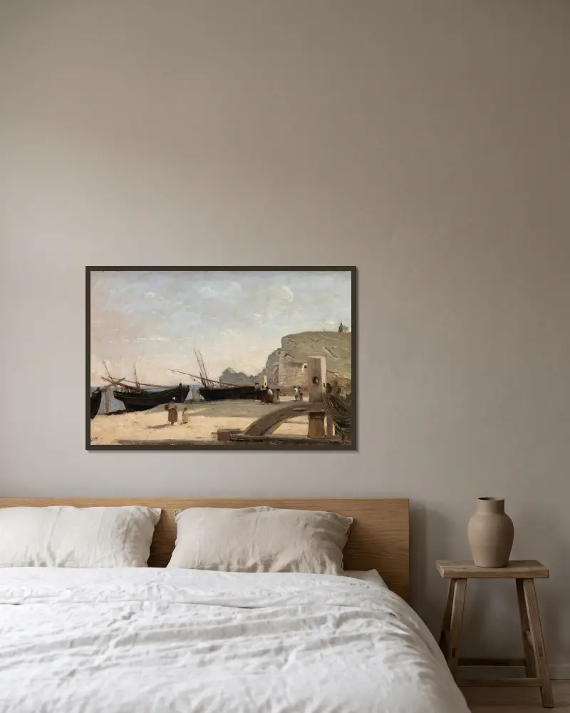 Plaża w Étretat, Jean-Baptiste-Camille Corot w ramie na ścianie