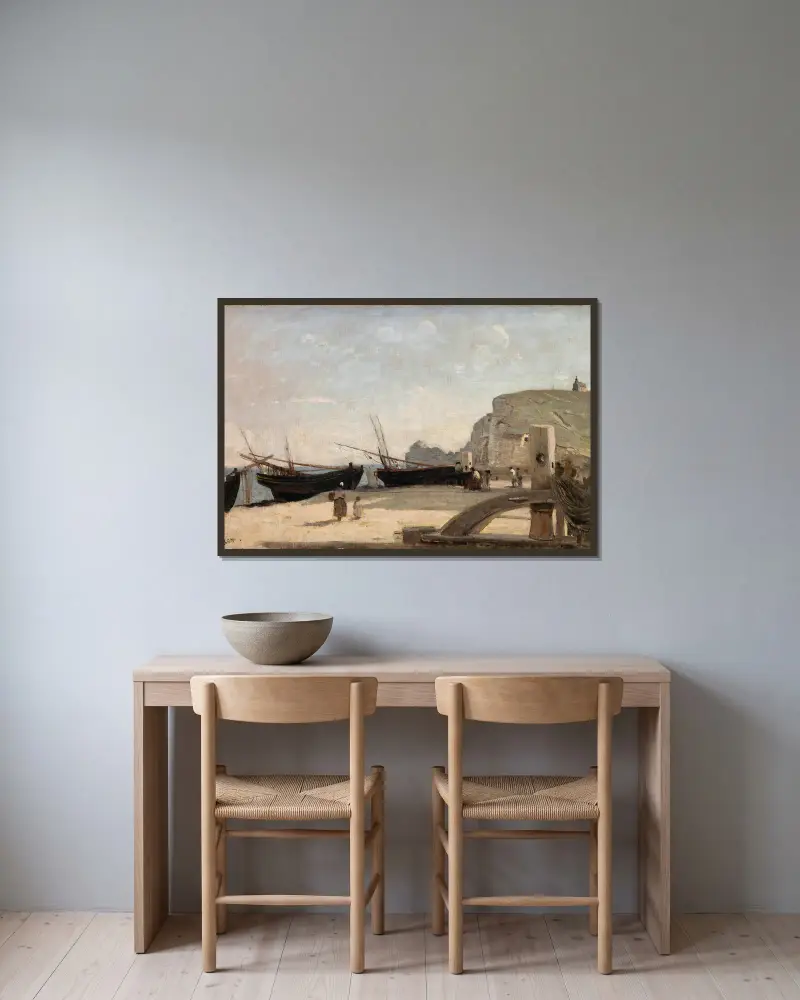 Plaża w Étretat, Jean-Baptiste-Camille Corot w ramie na ścianie