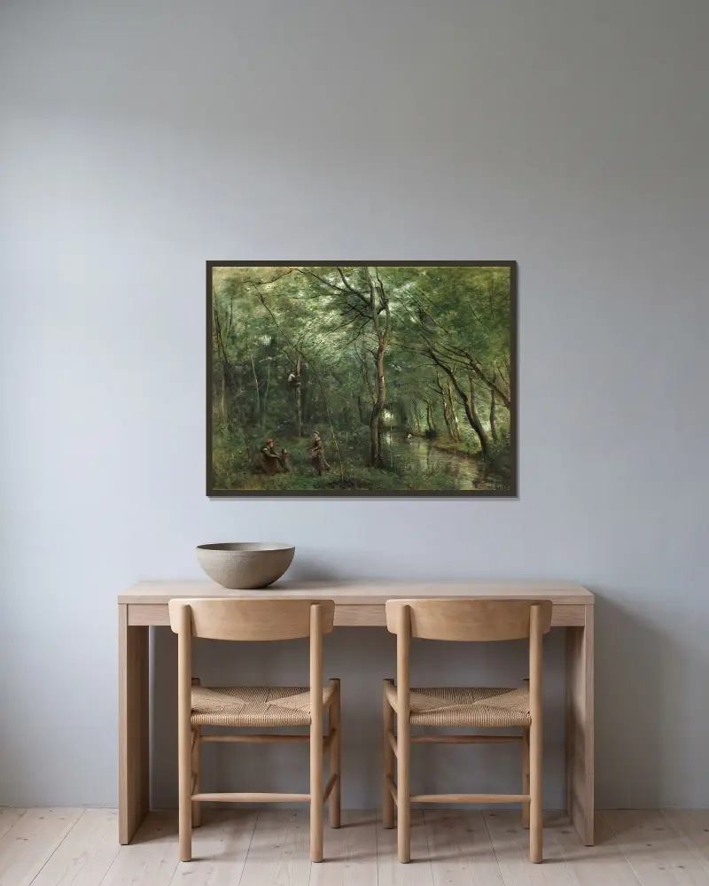 Úhoří lovci, Jean-Baptiste-Camille Corot v rámu na stěně