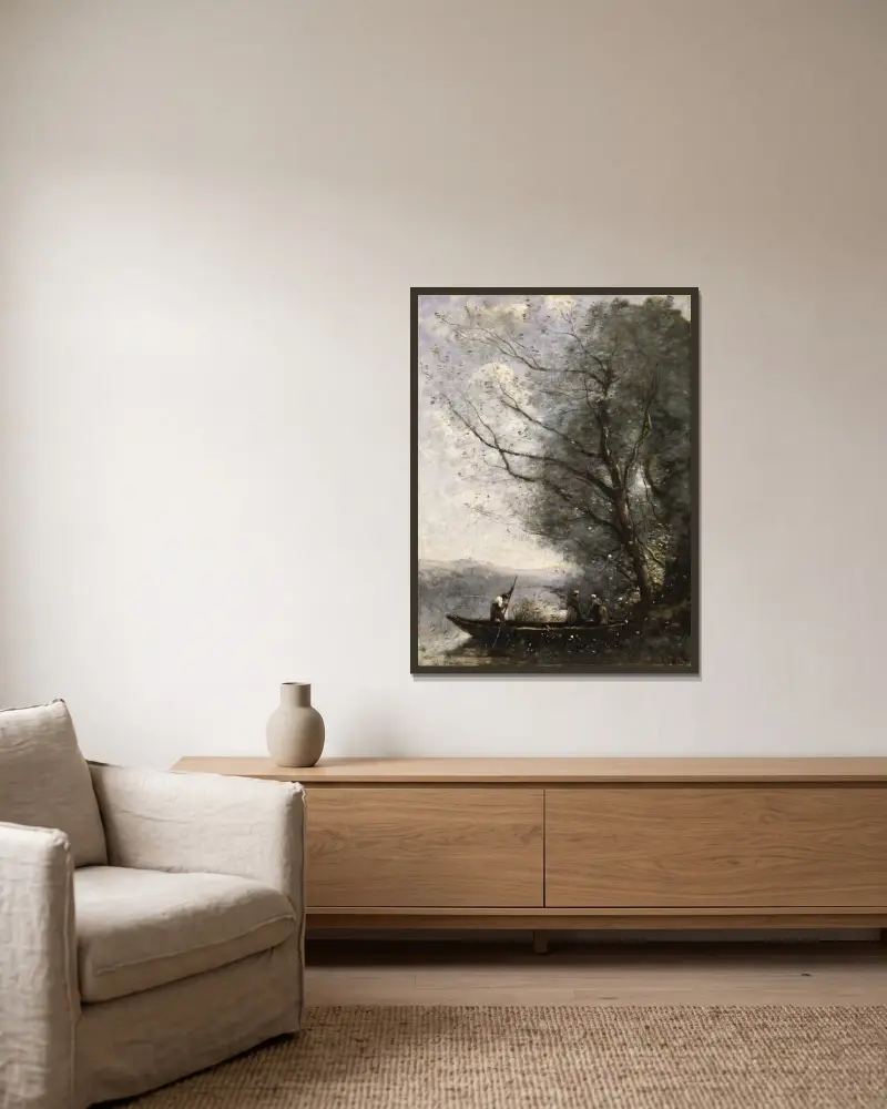 Převozník, Jean-Baptiste-Camille Corot v rámu na stěně