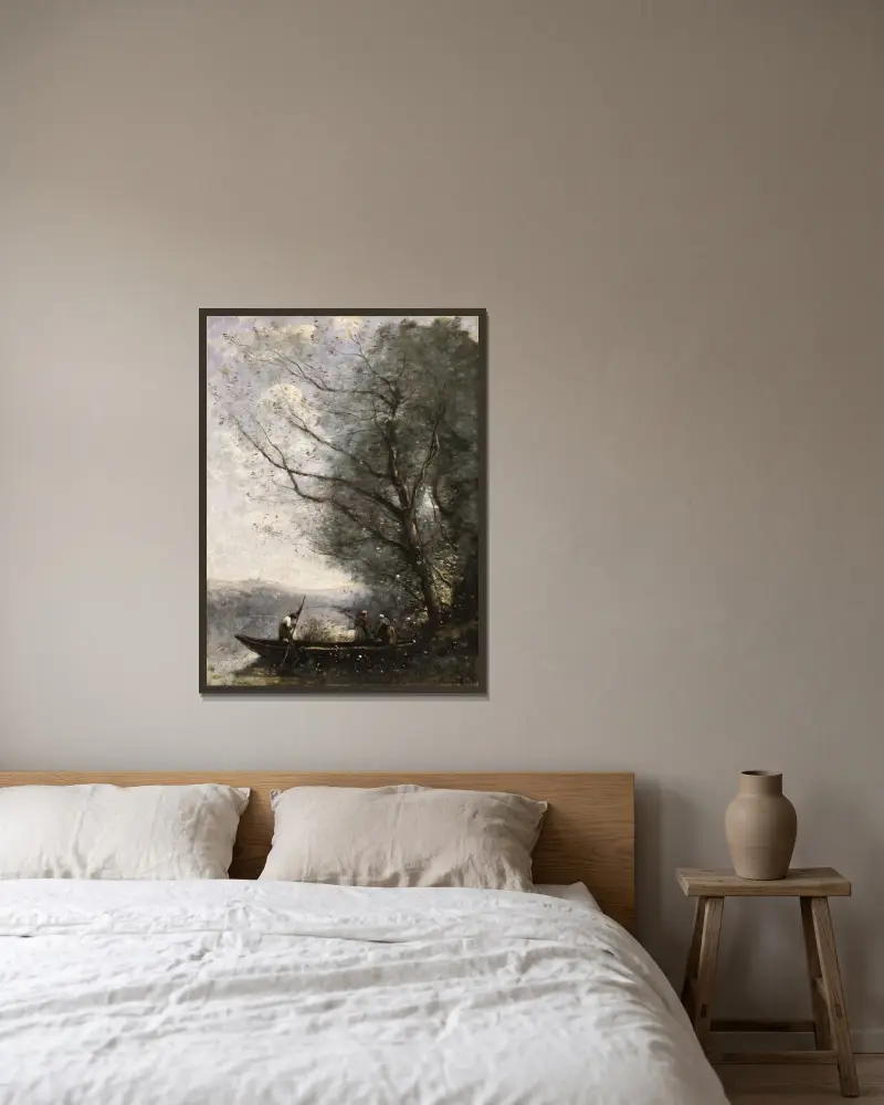 Převozník, Jean-Baptiste-Camille Corot v rámu na stěně