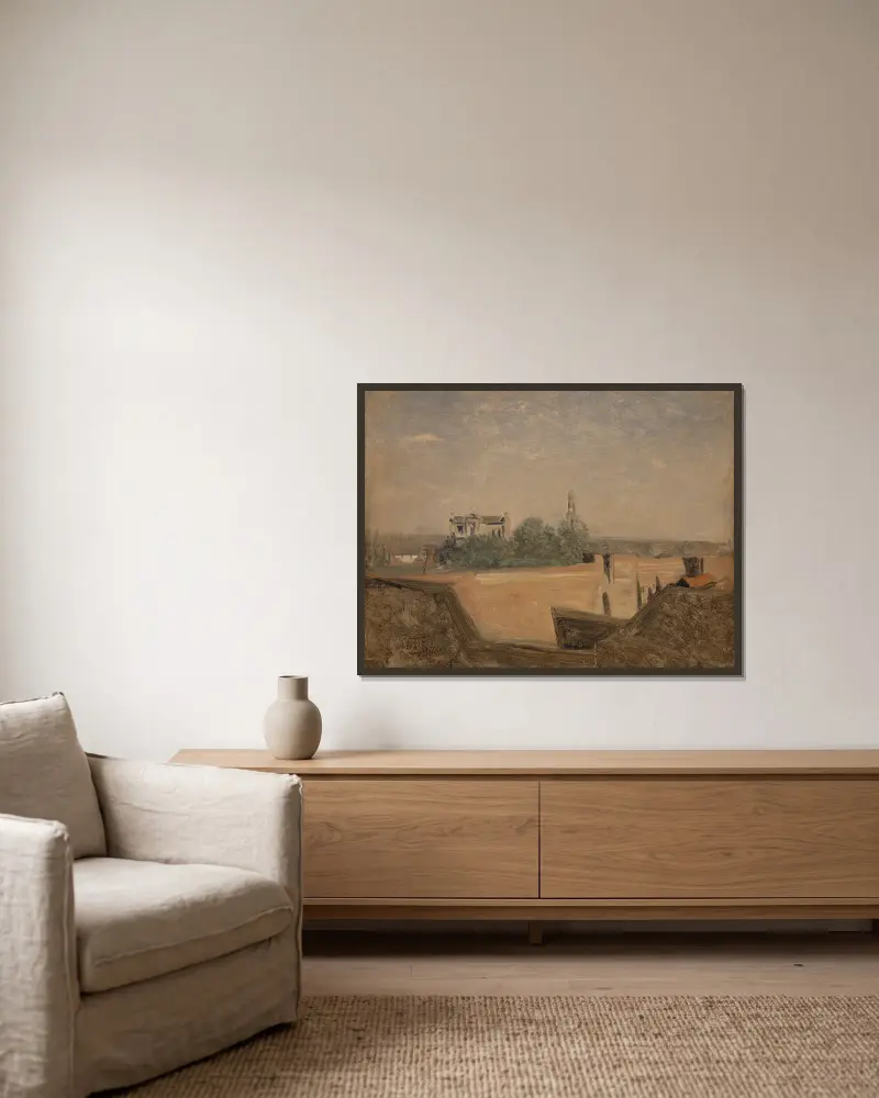 Die Stadtmauern von Arras von Jean-Baptiste-Camille Corot gerahmt an einer Wand