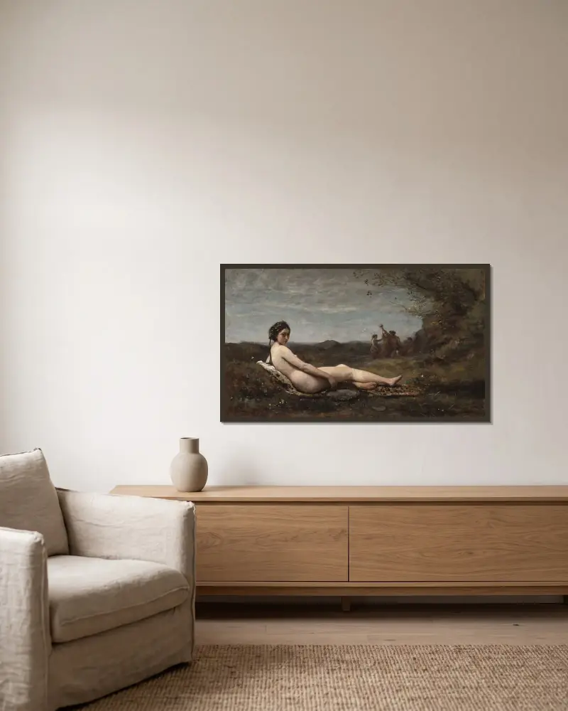 Odpočinek, Jean-Baptiste-Camille Corot v rámu na stěně