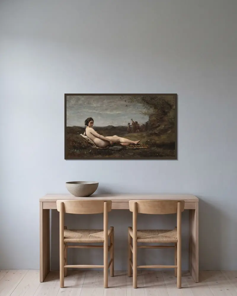 Odpočinek, Jean-Baptiste-Camille Corot v rámu na stěně
