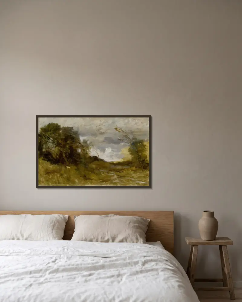 Einsames Tal von Jean-Baptiste-Camille Corot gerahmt an einer Wand