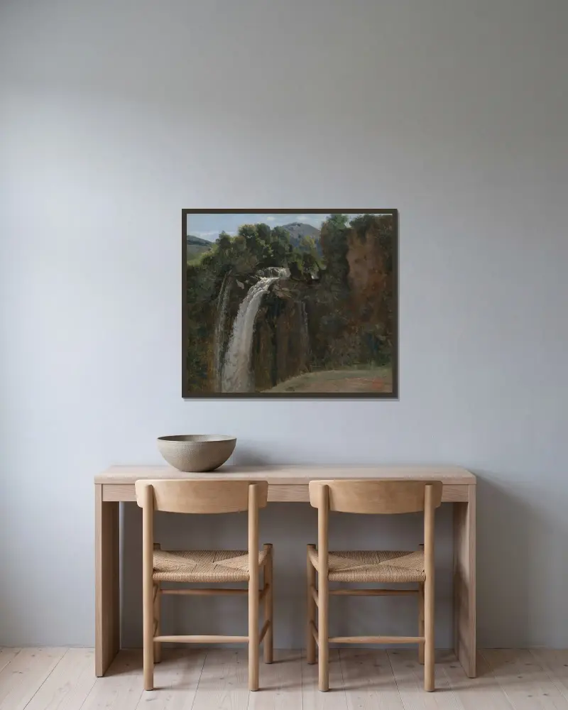 Vodopád v Terni, Jean-Baptiste-Camille Corot v rámu na stěně