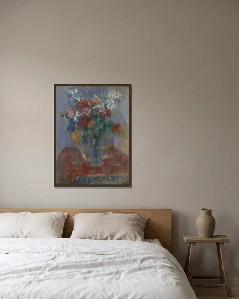 Blumenstrauß von Camille Pissarro gerahmt an einer Wand