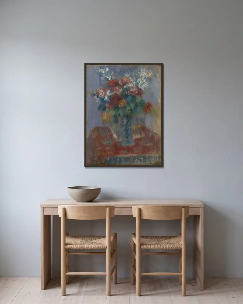 Blumenstrauß von Camille Pissarro gerahmt an einer Wand