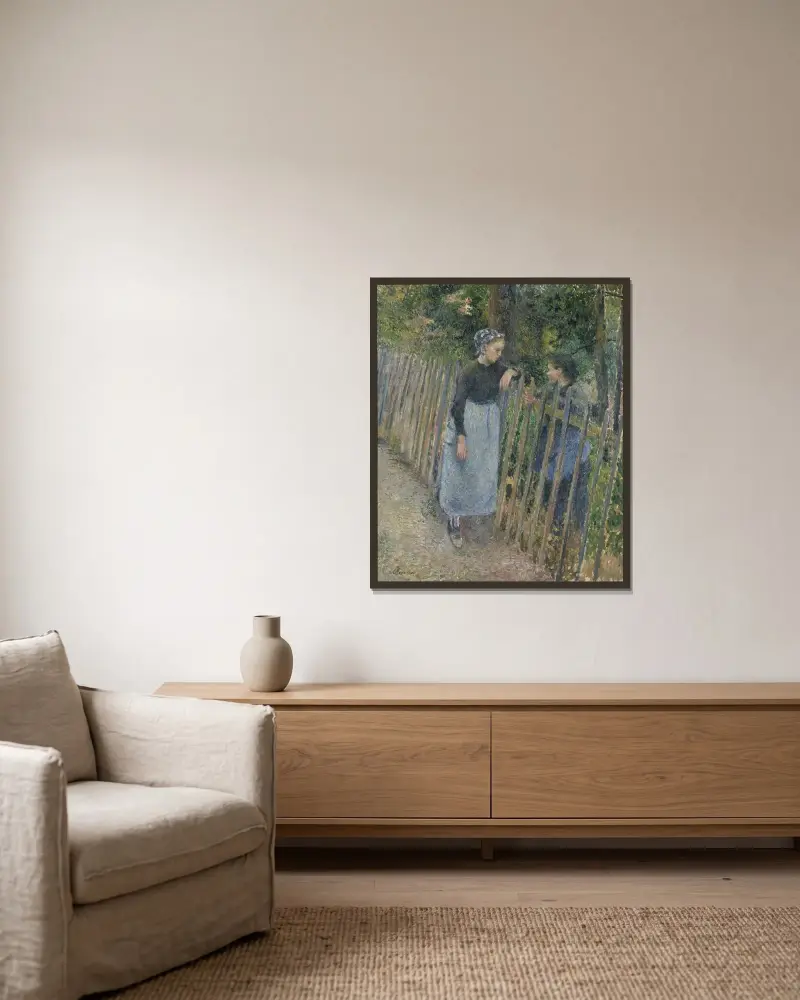 Gespräch von Camille Pissarro gerahmt an einer Wand