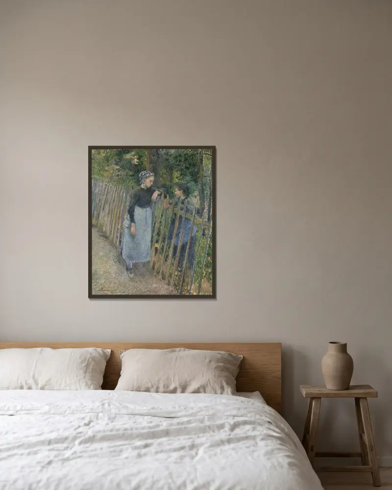 Gespräch von Camille Pissarro gerahmt an einer Wand
