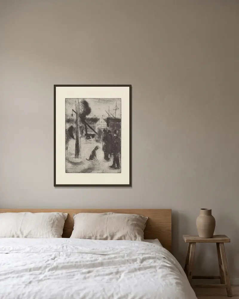 Cours Boieldieu, Rouen, Camille Pissarro w ramie na ścianie