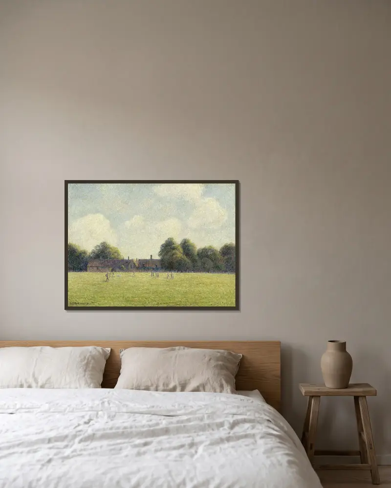 Hampton Court Green av Camille Pissarro inramad på en vägg