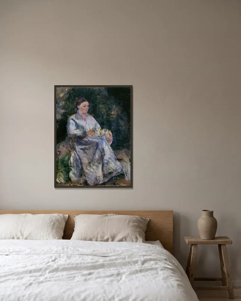 Julie Pissarro au jardin av Camille Pissarro inramad på en vägg