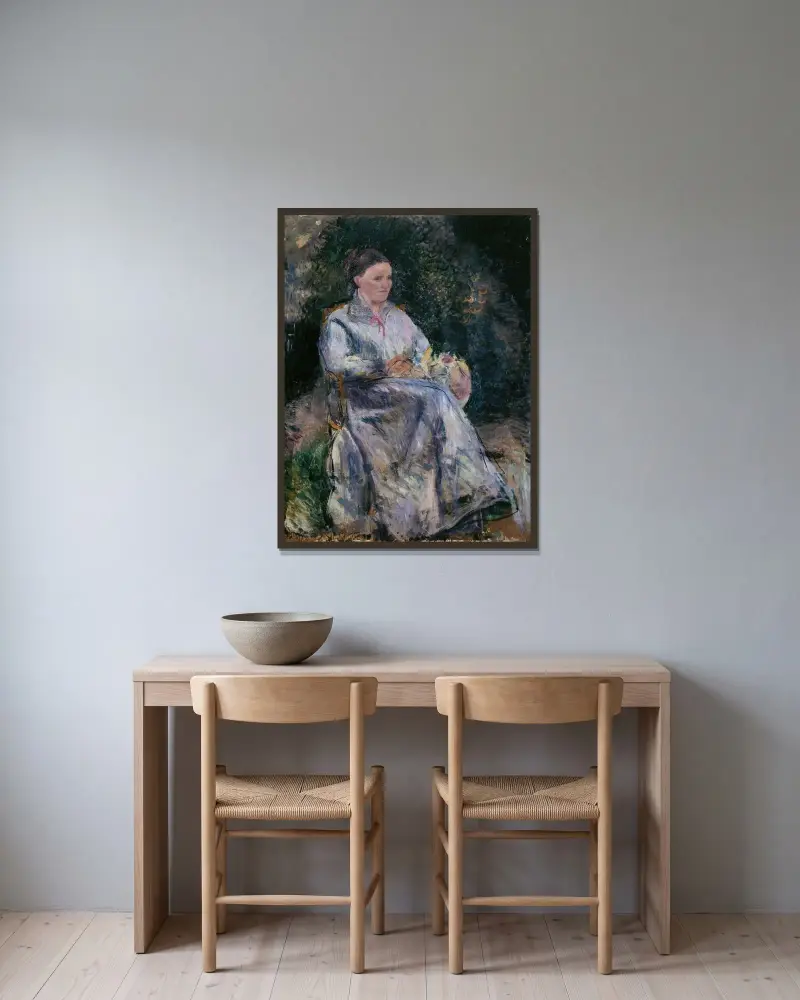 Julie Pissarro au jardin av Camille Pissarro inramad på en vägg