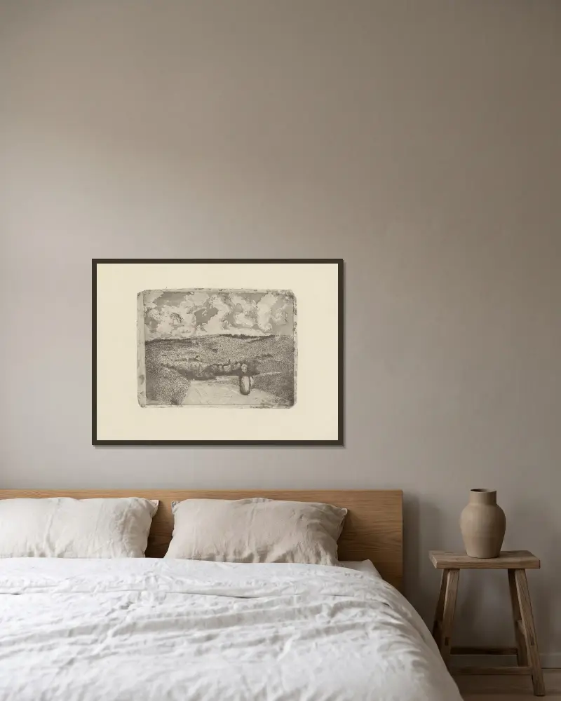 La femme sur la route av Camille Pissarro inramad på en vägg