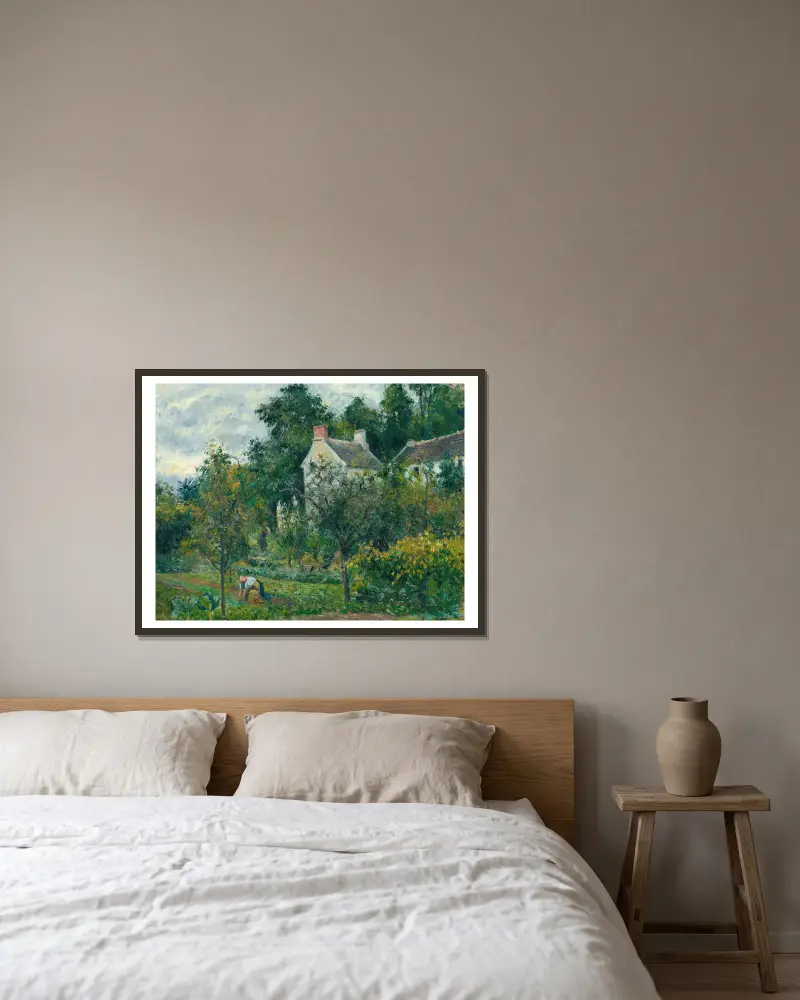 La Maison Rondest Et Son Jardin À L’hermitage, Pontoise av Camille Pissarro inramad på en vägg