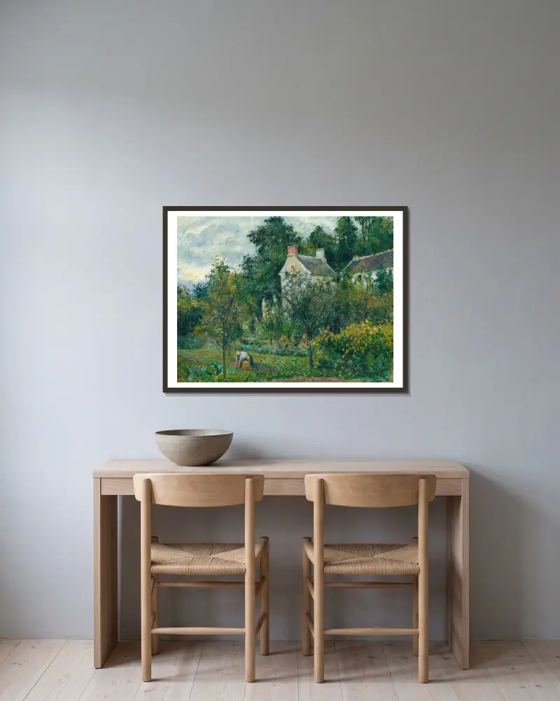 La Maison Rondest Et Son Jardin À L’hermitage, Pontoise av Camille Pissarro inramad på en vägg