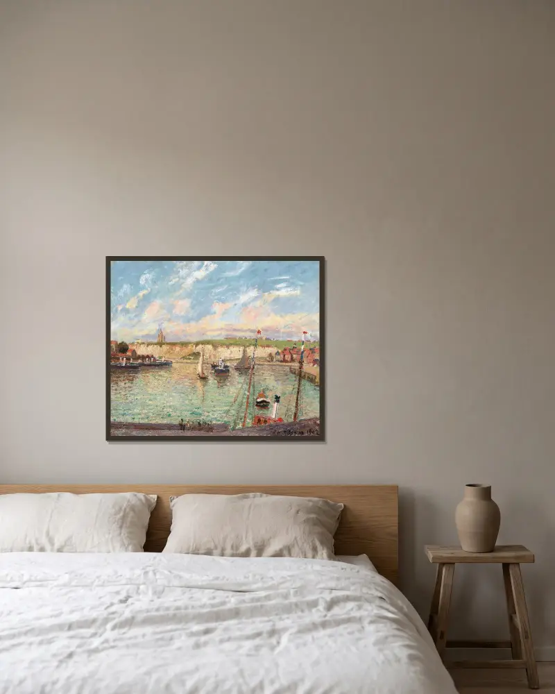 L’avant-Port De Dieppe, Après-Midi, Temps Lumineux av Camille Pissarro inramad på en vägg