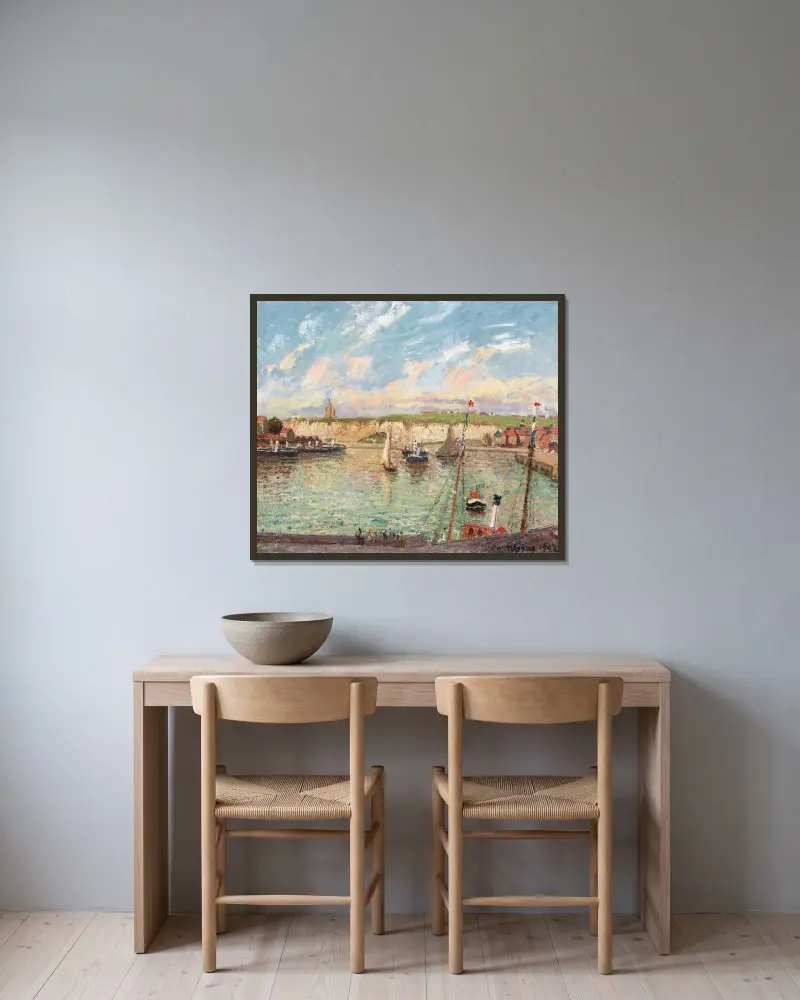 L’avant-Port De Dieppe, Après-Midi, Temps Lumineux av Camille Pissarro inramad på en vägg