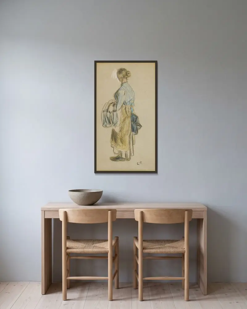 Pradlena, Camille Pissarro v rámu na stěně