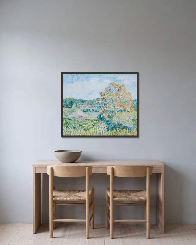 Le Grand Noyer À Eragny, Automne av Camille Pissarro inramad på en vägg