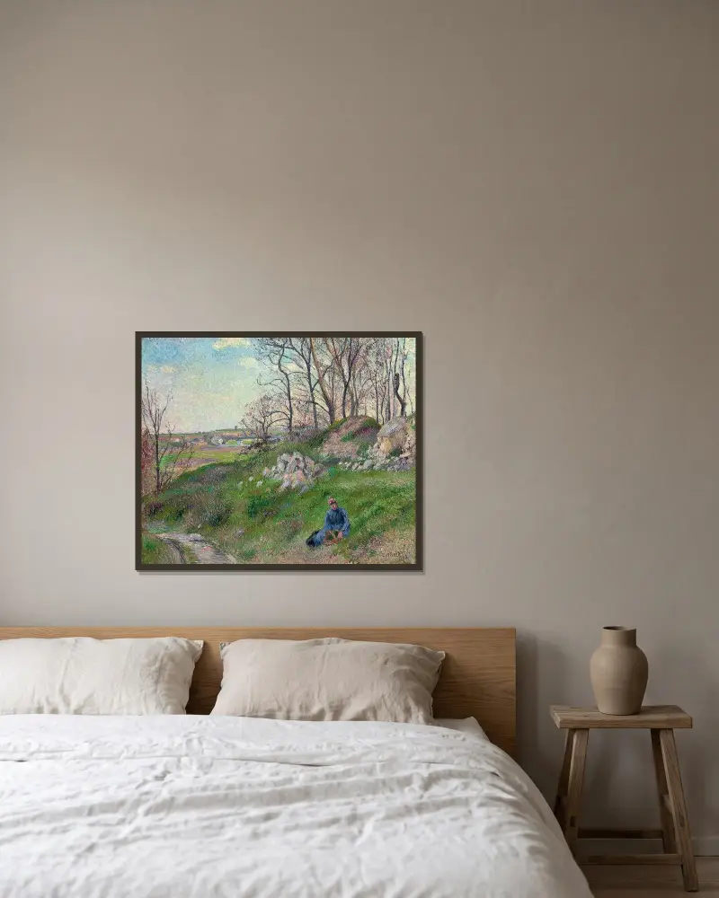 Les carrières du Chou, Pontoise av Camille Pissarro inramad på en vägg