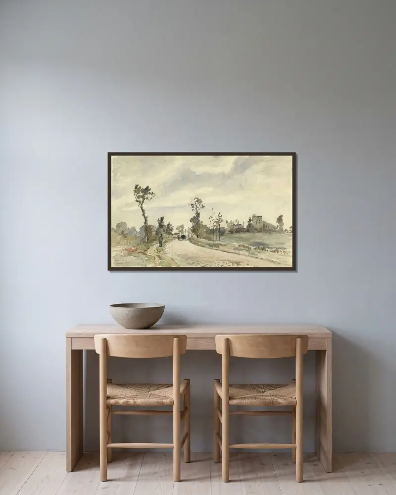 Louveciennes, Route de Saint-Germain av Camille Pissarro inramad på en vägg