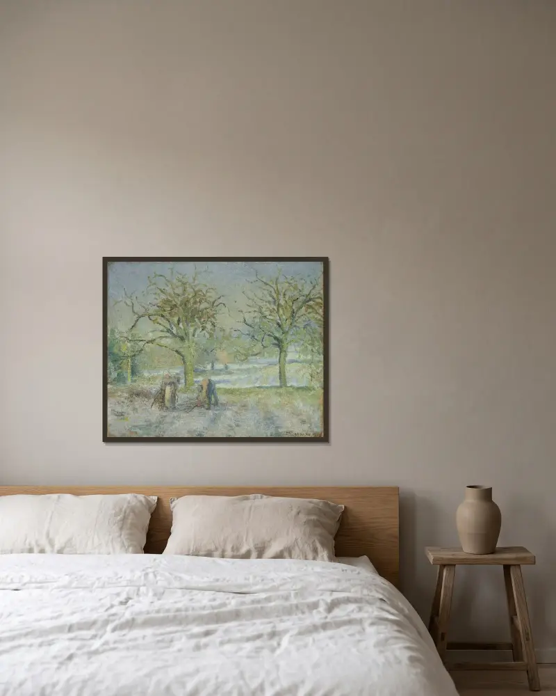 Paysage d’Hiver av Camille Pissarro inramad på en vägg
