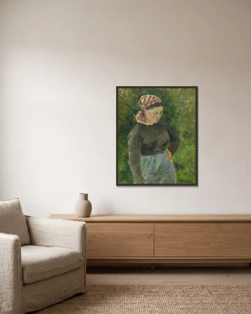 Peasant Woman av Camille Pissarro inramad på en vägg