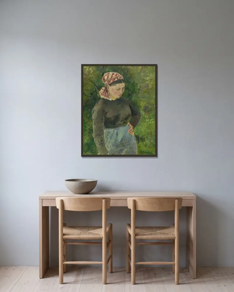 Peasant Woman av Camille Pissarro inramad på en vägg