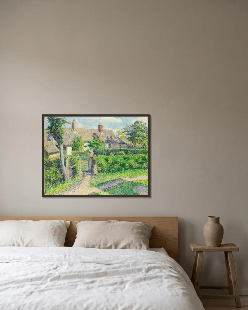 Peasants’ houses, Eragny av Camille Pissarro inramad på en vägg