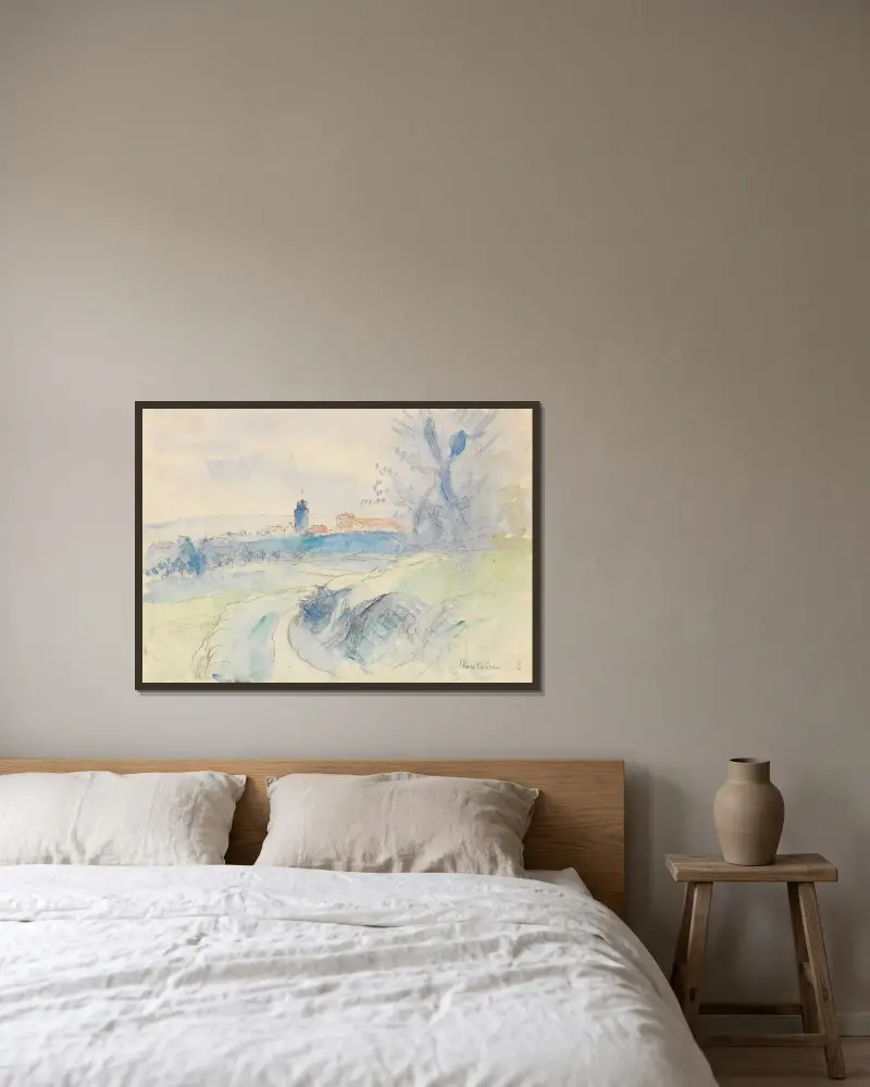 Pontoise von Camille Pissarro gerahmt an einer Wand