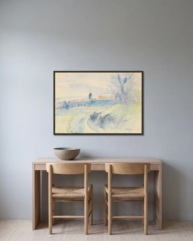 Pontoise von Camille Pissarro gerahmt an einer Wand