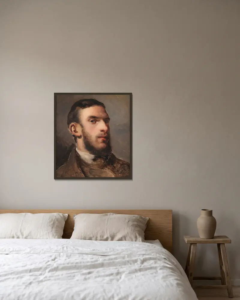 Selbstporträt, 1857 von Camille Pissarro gerahmt an einer Wand