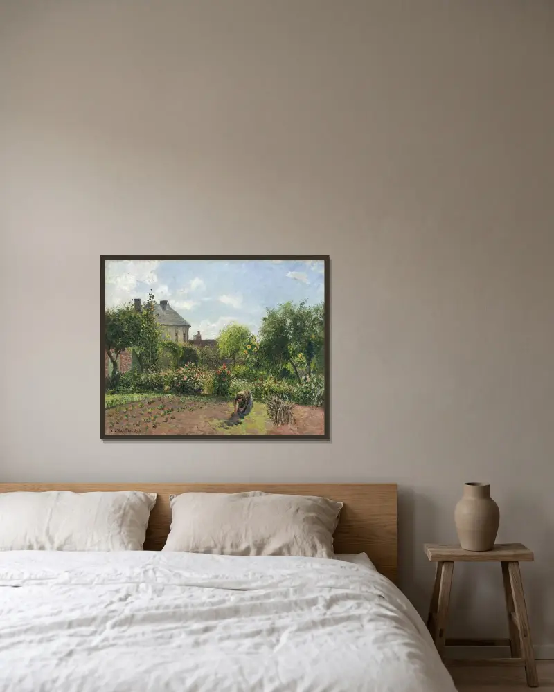 The Artist’s Garden at Eragny av Camille Pissarro inramad på en vägg