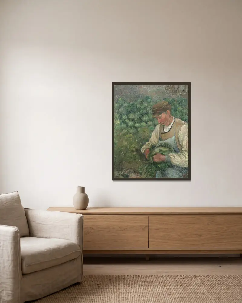 The Gardener – Old Peasant with Cabbage av Camille Pissarro inramad på en vägg