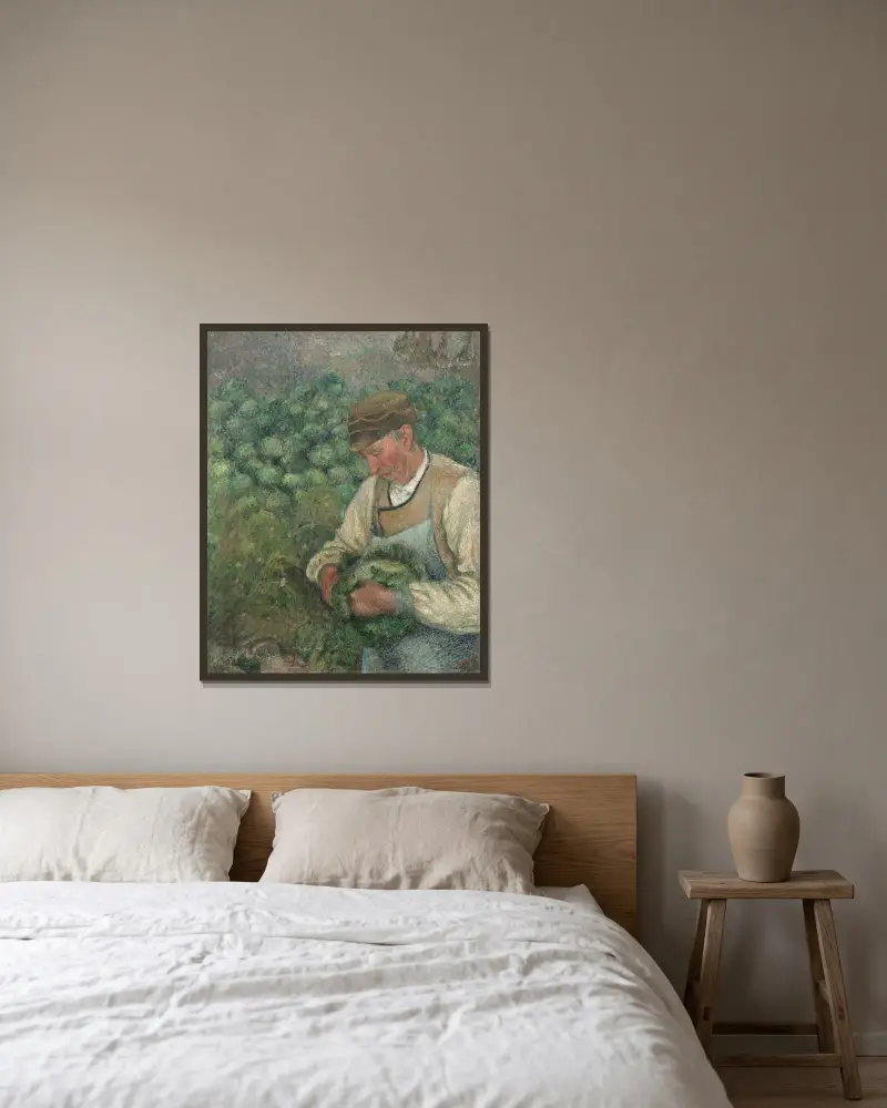 The Gardener – Old Peasant with Cabbage av Camille Pissarro inramad på en vägg
