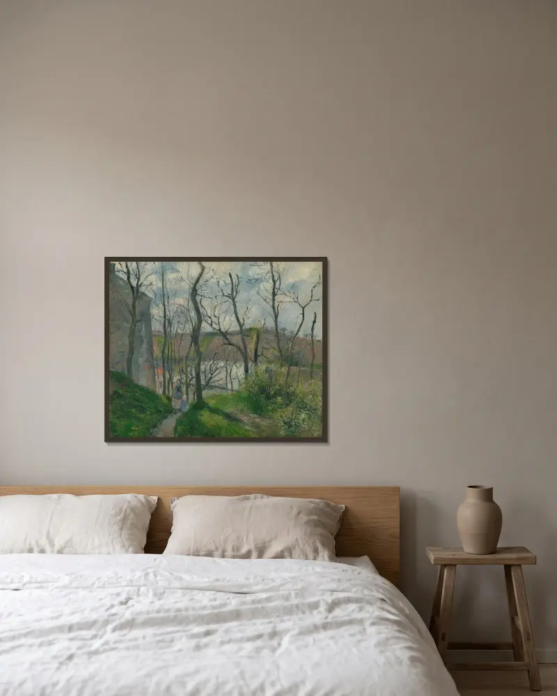 The ‘Royal Palace’ at the Hermitage, Pontoise av Camille Pissarro inramad på en vägg