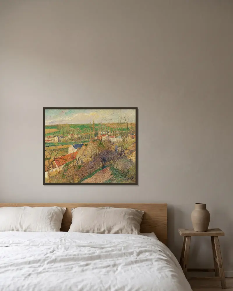 Vue Sur Le Village D’osny av Camille Pissarro inramad på en vägg