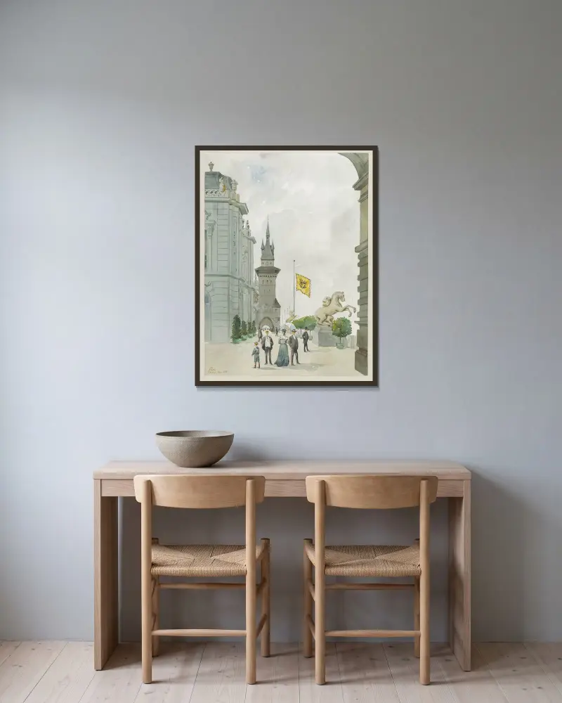 Pavillon de l’Autriche-Hongrie av Camille Piton inramad på en vägg