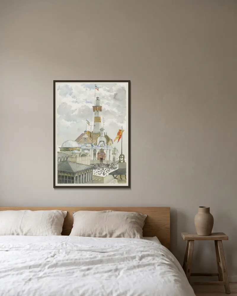 Leuchtturm Roter Sand (Deutschland) von Camille Piton gerahmt an einer Wand