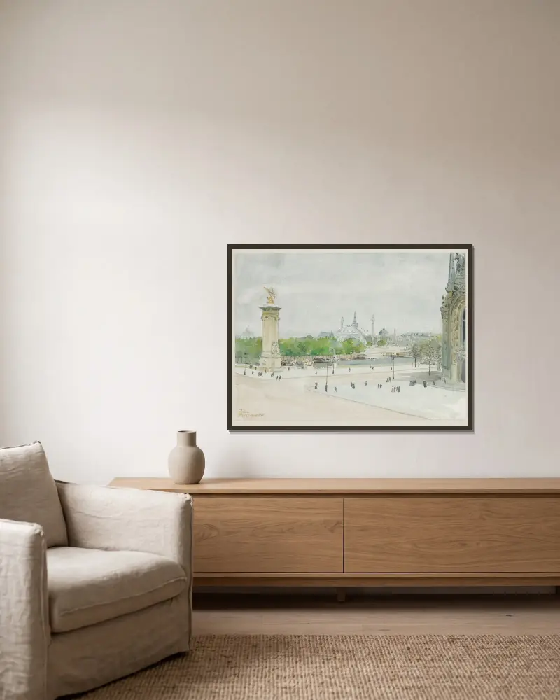 Porte Binet vue des Invalides av Camille Piton inramad på en vägg