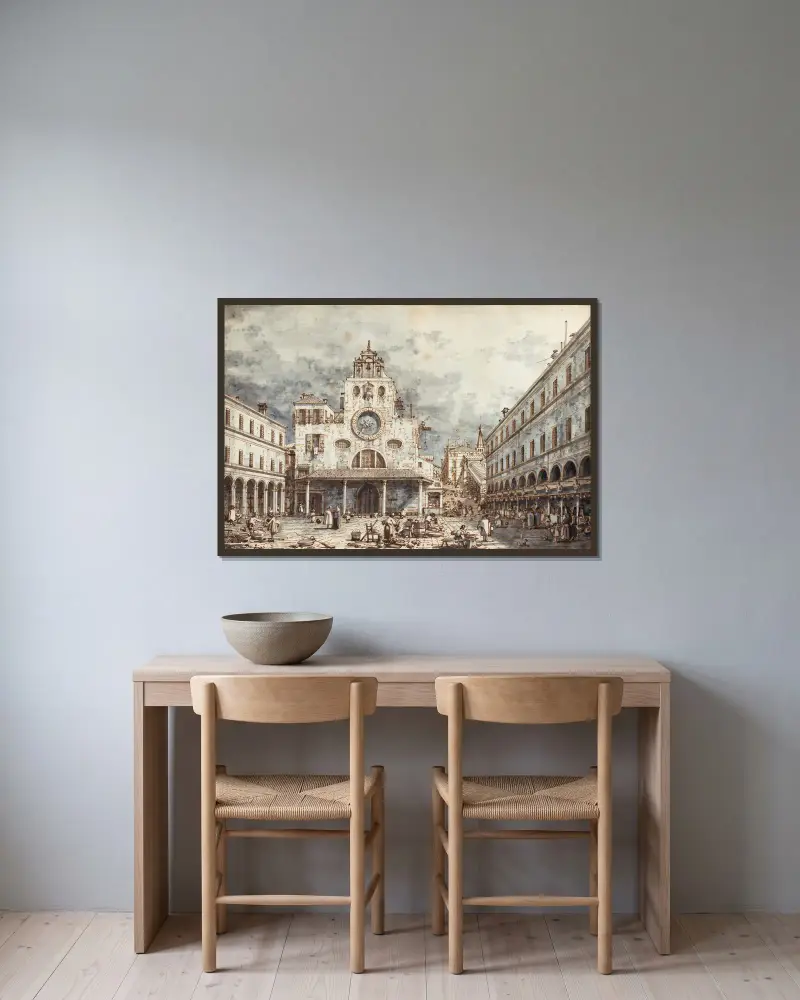 Campo San Giacomo Di Rialto, Venice av Canaletto inramad på en vägg