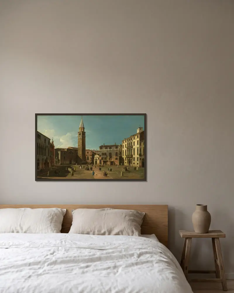 Campo Sant’Angelo, Venice av Canaletto inramad på en vägg