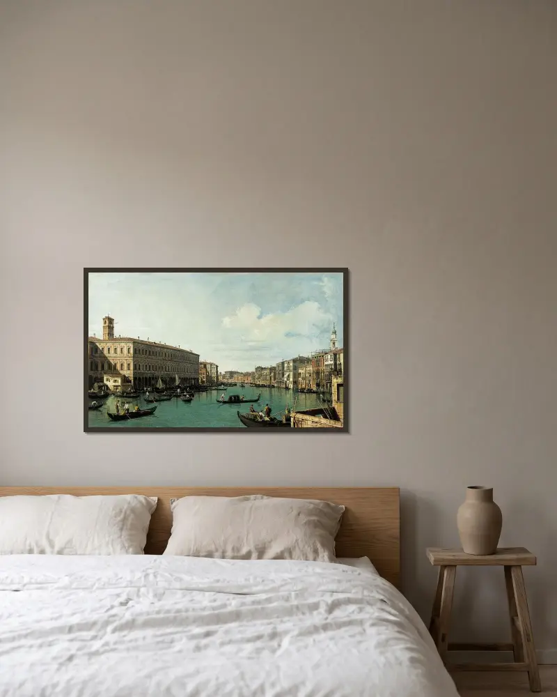 Le Grand Canal, vu du pont du Rialto av Canaletto inramad på en vägg